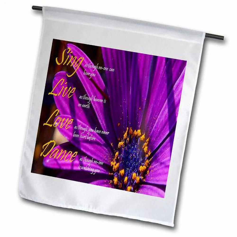 3dRose Sing, Live, Love, Dance Daisy Polyester 2'3'' x 1'6'' Garden Flag