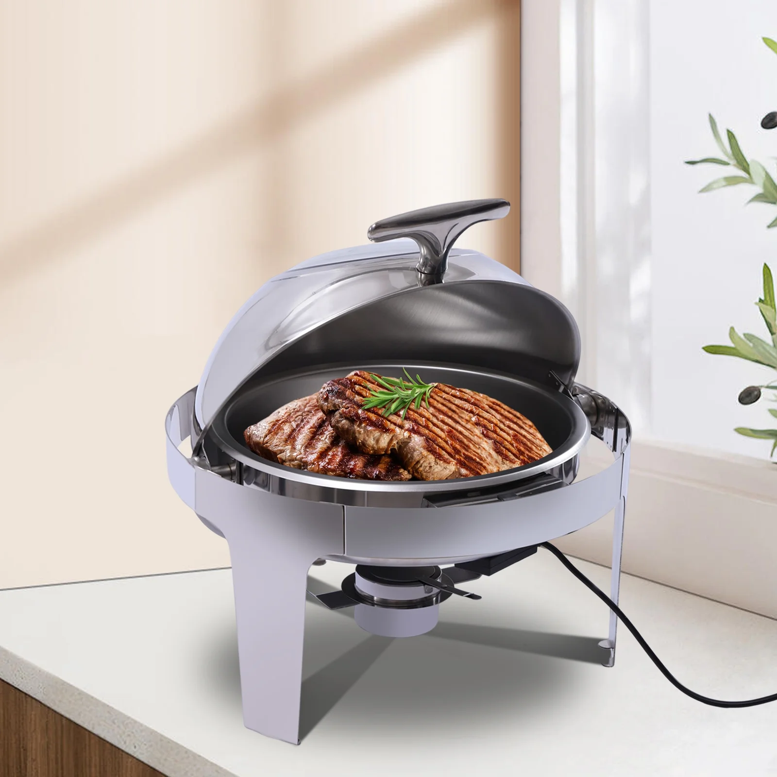 Fichiouy 110V Professional Electric Buffet Food Servers and Warmers Chaffing Server for Catering