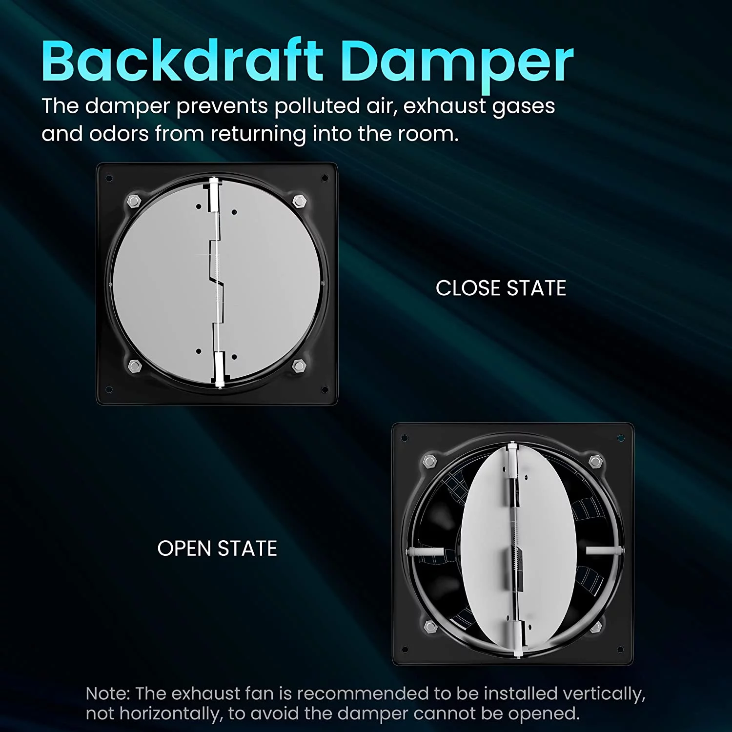 Hon&Guan 6 Inch Exhaust Fan, 308CFM Wall Exhaust Fan for Kitchen, Bathroom, Metal Extractor Fan for Attic, Garage, Window Ventilation, HVAC System