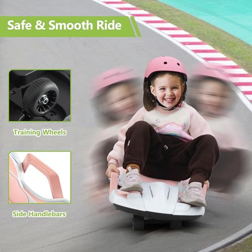 TOBBI Electric Wiggle Car with Safety Handle, Drift Racing Go Kart for Ages 6 & Up with 18V 4.5AH Rechargeable Battery, Ride On Car, 360°Spinnteractive, LED Lights, USB/MP3