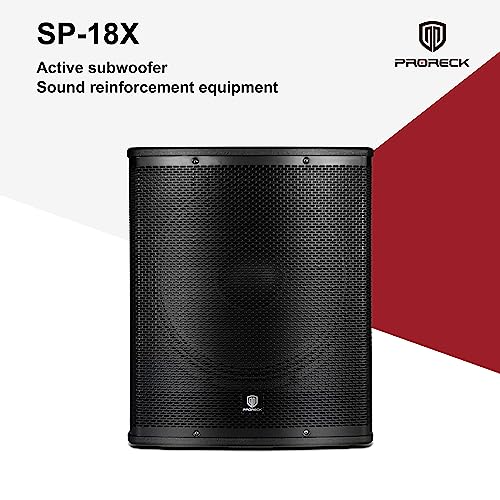 PRORECK SP-18X Active Powered PA DJ Subwoofer Cabinet 18 inch 3000W P.M.P.O with Class-D Amplifier, 3 DSP Presets-Monitor, Coil Bass Reinforcement, Black, for Wedding, Party, Concert, Church (One Sub)