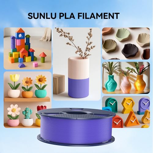SUNLU 4kg PLA 3D Printer Filament Bundle, Neatly Wound PLA Filament 1.75mm ±0.02mm, Individually Vacuum Packed, 4kg in Total, 1kg per Spool, 4 Pack, 4000g, 4Black