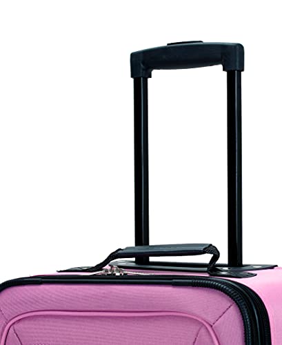 Rockland Journey Softside Upright Luggage Set,Expandable, Lightweight, Black, 4-Piece (14/19/24/28)