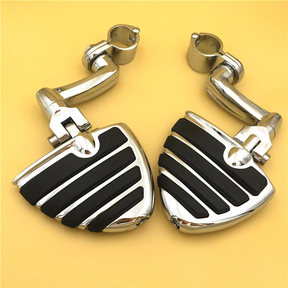 HTT-MOTOR Chrome Peg Mounting Kit with U Shape Foot Peg Footrest For Bike Equipped with 1-1/2 inch (1.5