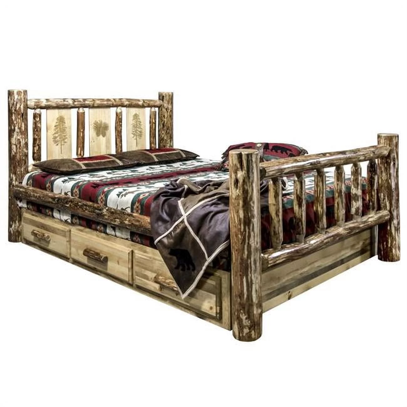 Montana Woodworks Glacier Country Handcrafted Wood Twin Storage Bed in Brown