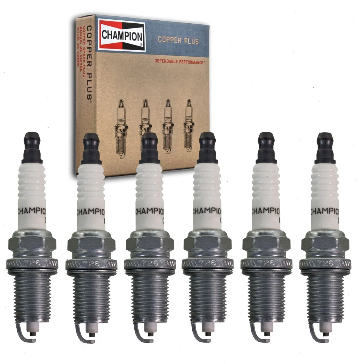 6 pc Champion Copper Plus Spark Plugs compatible with Dodge Dakota 3.7L V6 2004-2010