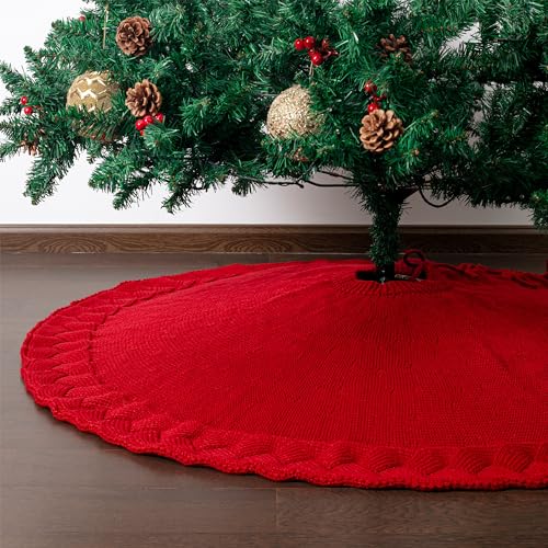 Mr. Pen- Christmas Tree Skirt 48 inches, Knitted Christmas Skirt Tree, Xmas Tree Skirt