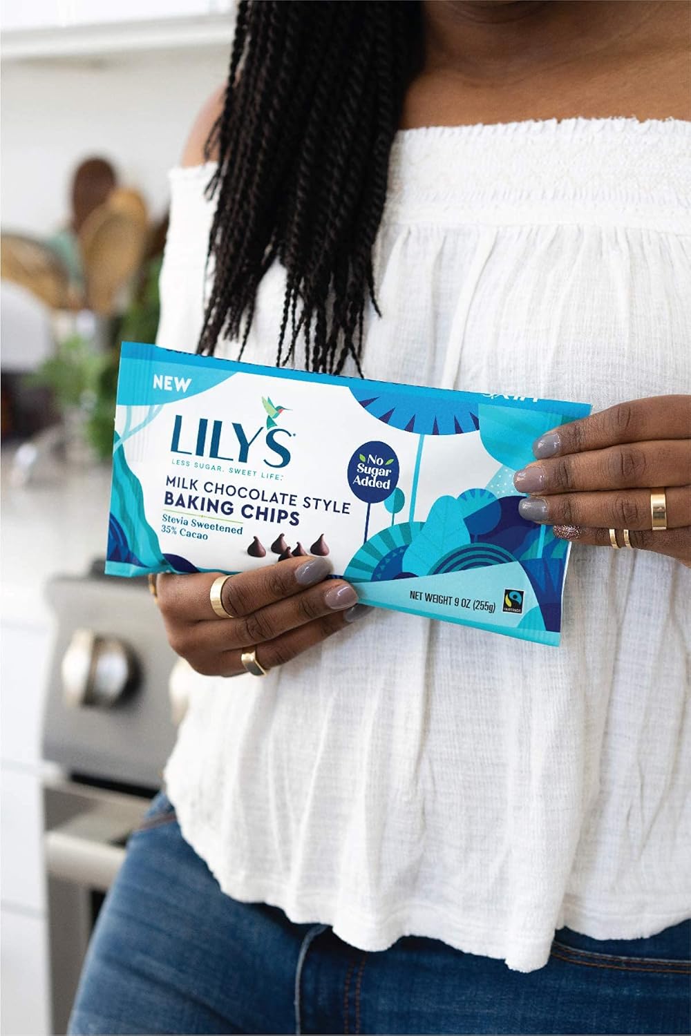 LILY'S Milk Chocolate Style No Sugar Added Baking Chips, Gluten Free, Bulk, 9 oz Bags (3 Pack)