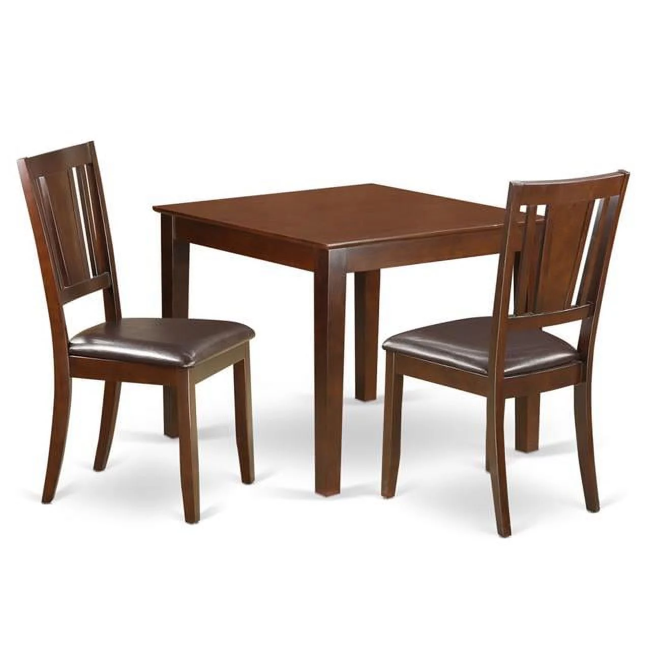Small Kitchen Table Set with One Oxford Dining Table & 2 Chairs, Mahogany - 3 Piece