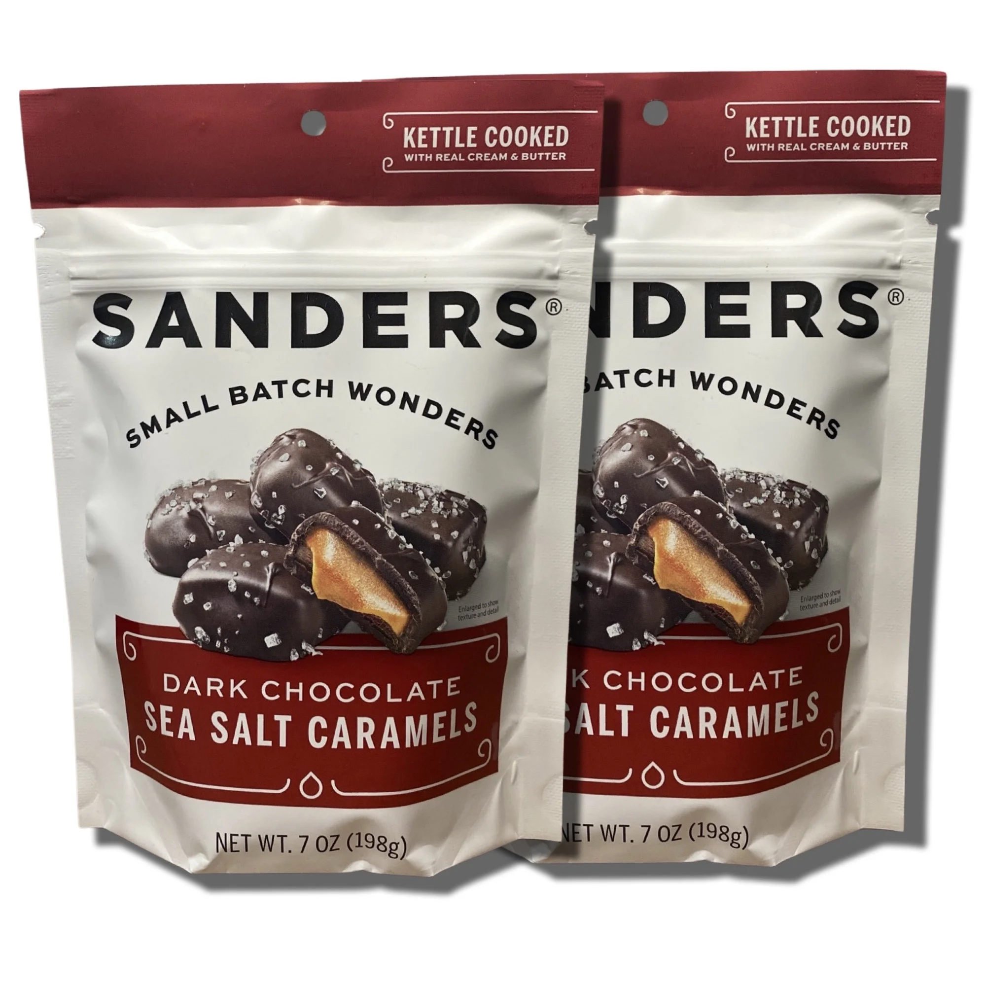 Tribeca Curations | Small Batch Chocolate by Sanders Curated by Tribeca Curations | 7 Ounce Bag | Pack of 2 (Dark Chocolate Sea Salt Caramels)