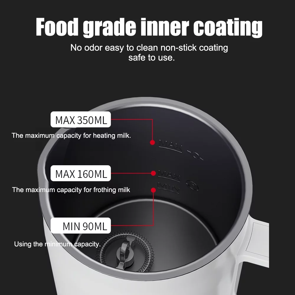 Dcenta Non Slip Electric Milk Frother 400W 580ml/19.61oz Foam Maker for Coffee Latte Cappuccino Hot Chocolate