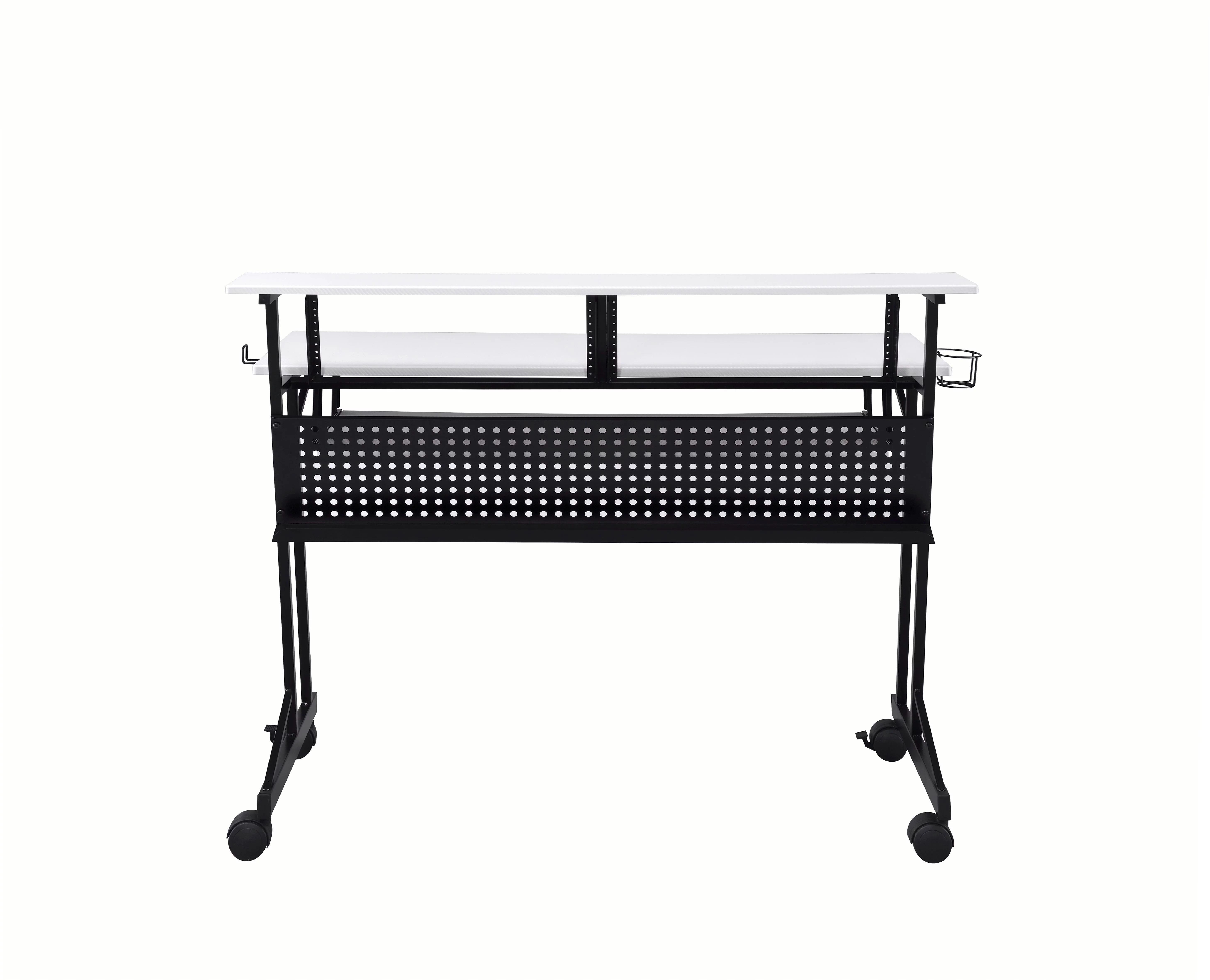 Suitor Computer Desk, White & Black 92902
