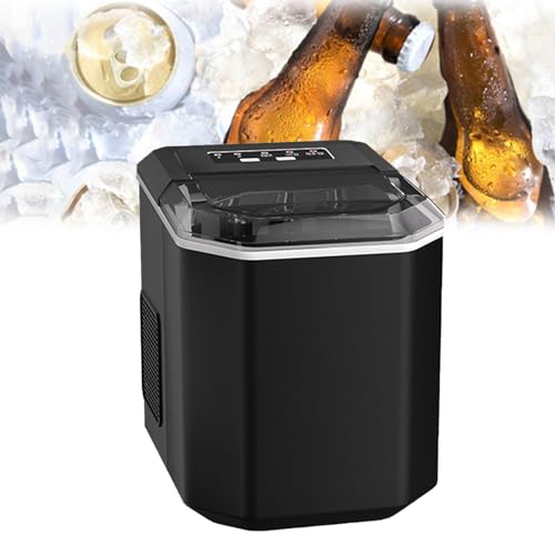 Ice Maker Machine, Counter Top Electric Ice Cube Maker for Home, Self-Cleaning Ice Makers, for Kitchen Bar Party, 1.3L, Touch led Buttons, 2 Sizes of Ice,Black