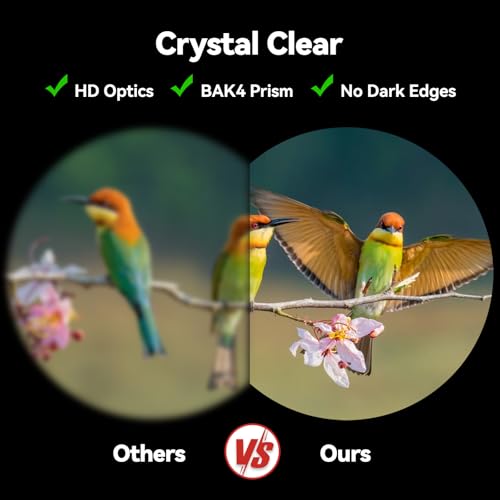 Binoculars for Adults High Powered: 12x42 HD Zoom Binocular for Bird Watching Hunting - Powerful Lightweight Waterproof Binoculars with Phone Adapter for Travel Cruise Ship Stargazing Hiking