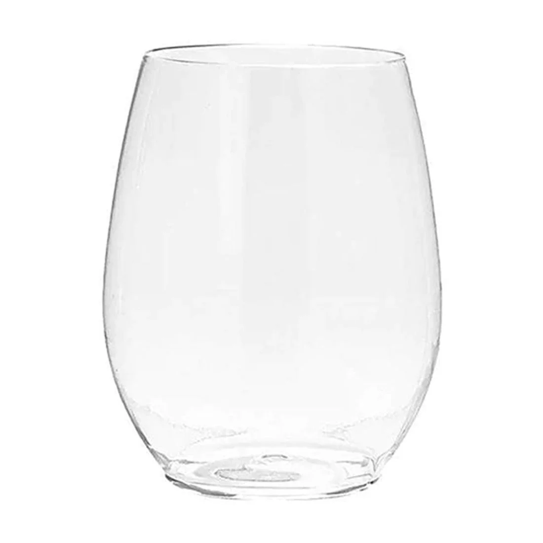 VeZee Disposable Plastic Stemless Clear Wine Goblet 16 Oz Pack of 6