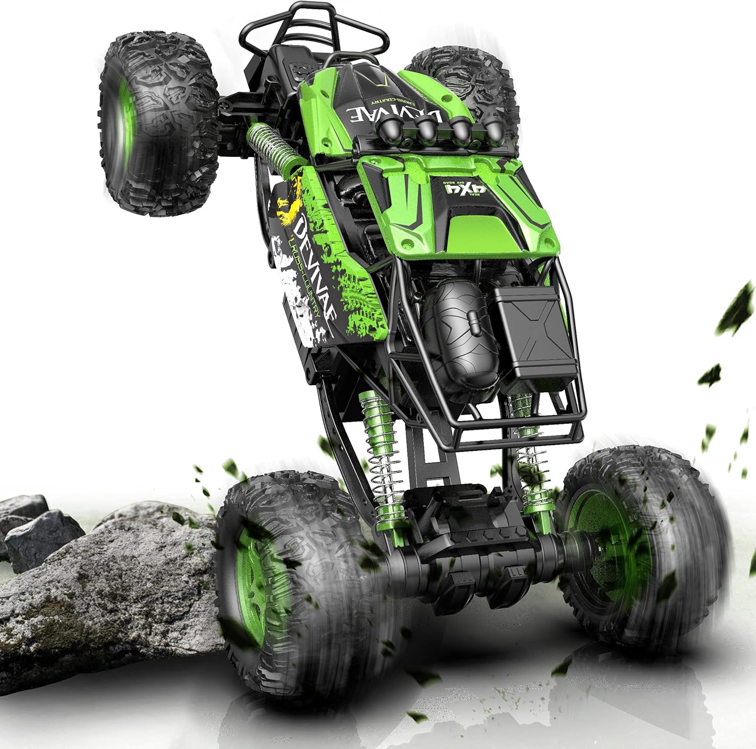 DEVIVAE RC Cars 2059 Remote Control Car for Kids Adults,1:12 All Terrain Monster Trucks for Boys, 4WD Off-Road 2.4GHz Rock Crawler,2 Batteries for 80Mins Play, RC Truck Electric Toy Gift for Boy Girl