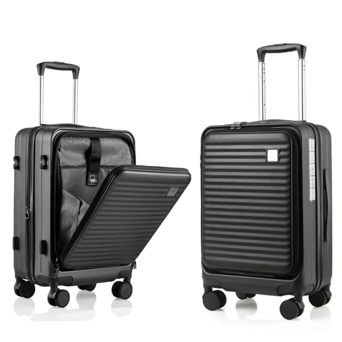 Expandable Carry On Luggage Durable Hardside Lightweight Rolling Suitcases with Spinner Wheels TSA Lock, (Black, 20-Inch)