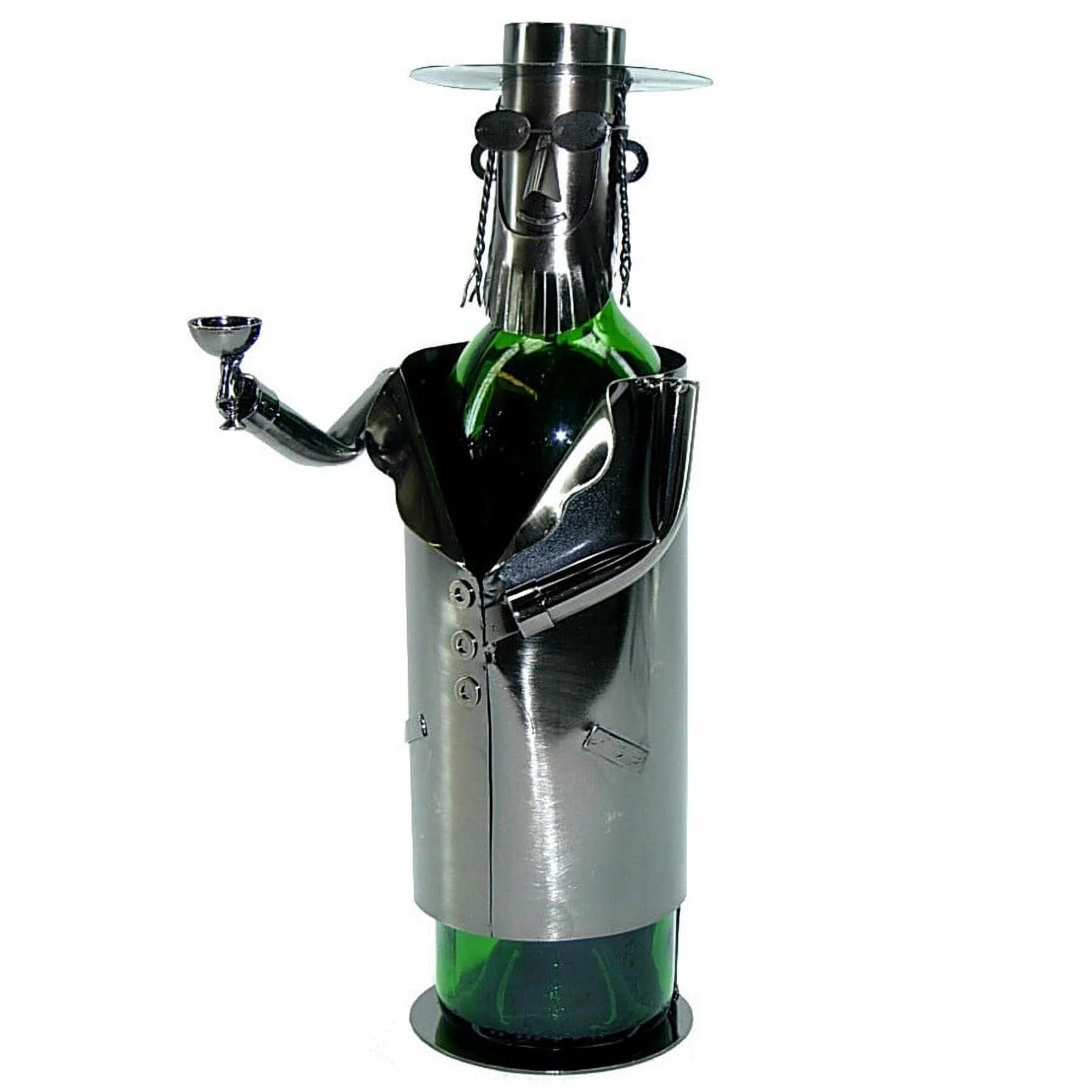 Jewish Rabbi with Wine Metal Wine Bottle Holder