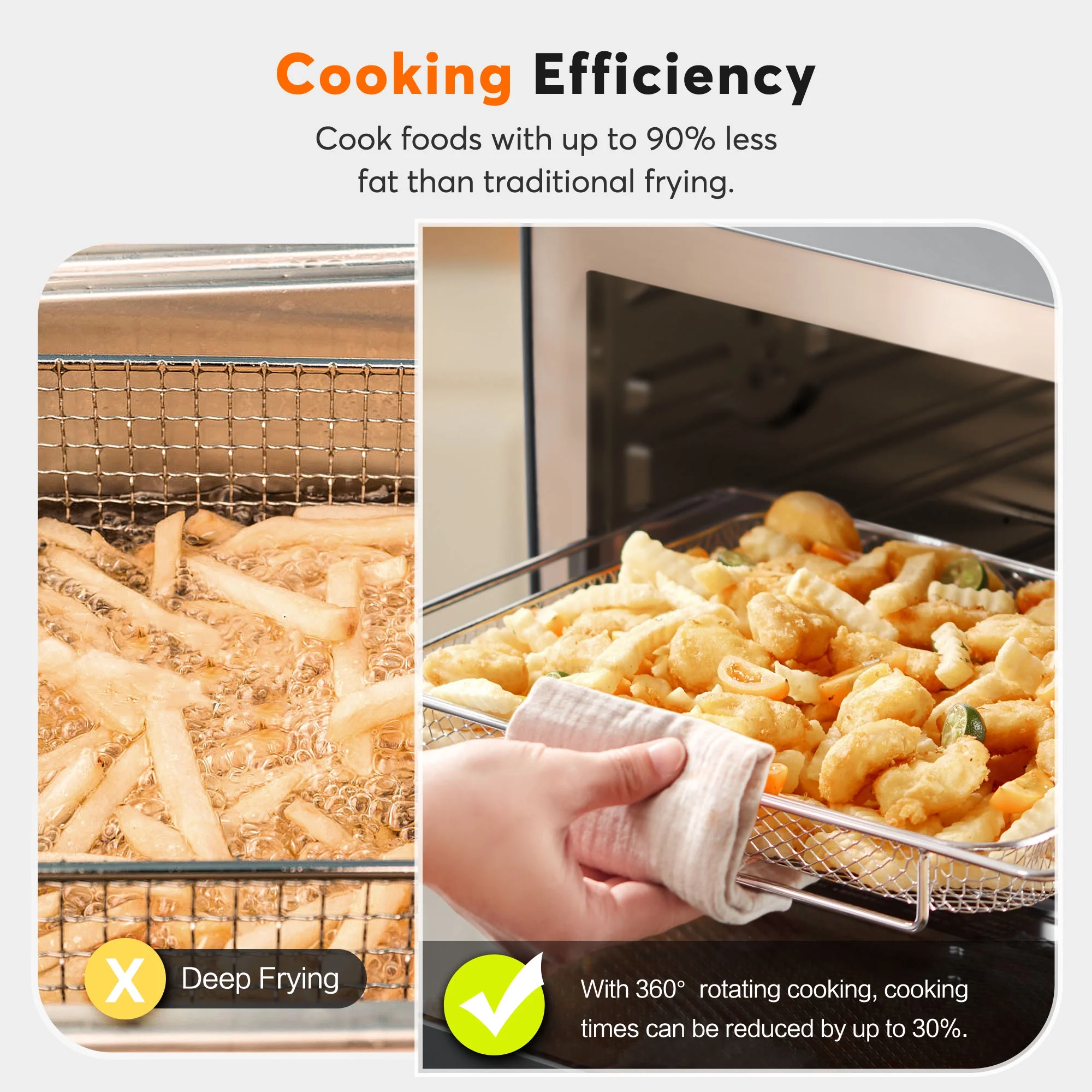 MOOSOO 30Qt Air Fryer Toaster Oven, Stainless Steel Air Fryer Oven, Knob Control, 9 Air Frying Preset Modes