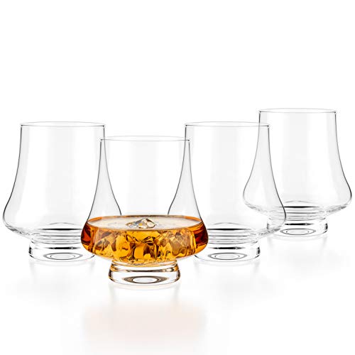LUXBE - Bourbon Whisky Crystal Glass Snifter, Set of 2 - Wide Tasting Glasses - Handcrafted - Good for Cognac Brandy Scotch - 9-ounce/260ml