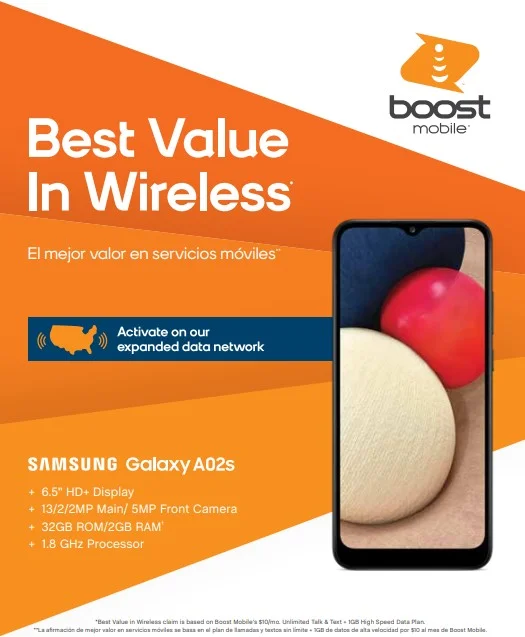 Samsung SPHA025UANB A02 32GB 4GB RAM Black Boost Mobile 6.5-In