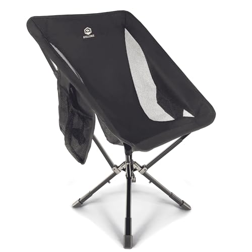 ADJ-S2 Portable Camping Chair - Adjustable Height Folding Chair, Compact Collapsible Chair Setup in 8s, Outdoor Chair for Camping, Beach, Sports/Music Events, Supports 330LBS - Black 2025 Edition