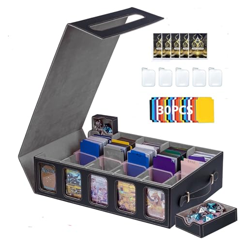 MTG Commander Deck Box 3200+Trading Card Storage Box TCG Deck Case with Display Windows Dice Tray,Card Organizer 30 Colorful Dividers& 4 Supporters& 4 Toploaders