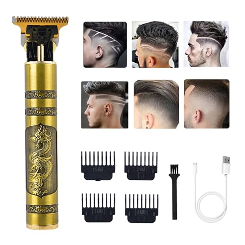 Hair Clippers for Men, Cordless Electric Hair Trimmer Rechargeable Beard Trimmer Shaver, Electric T Blade Trimmer Zero Gapped Edgers Hair Cutting Kit with Guide Combs(Dragon)
