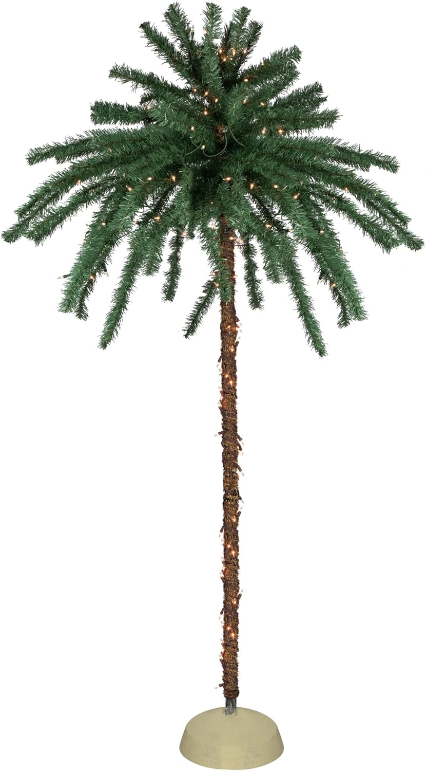 Northlight 6' Pre-Lit Artificial Tropical Outdoor Patio Palm Tree - Clear Lights