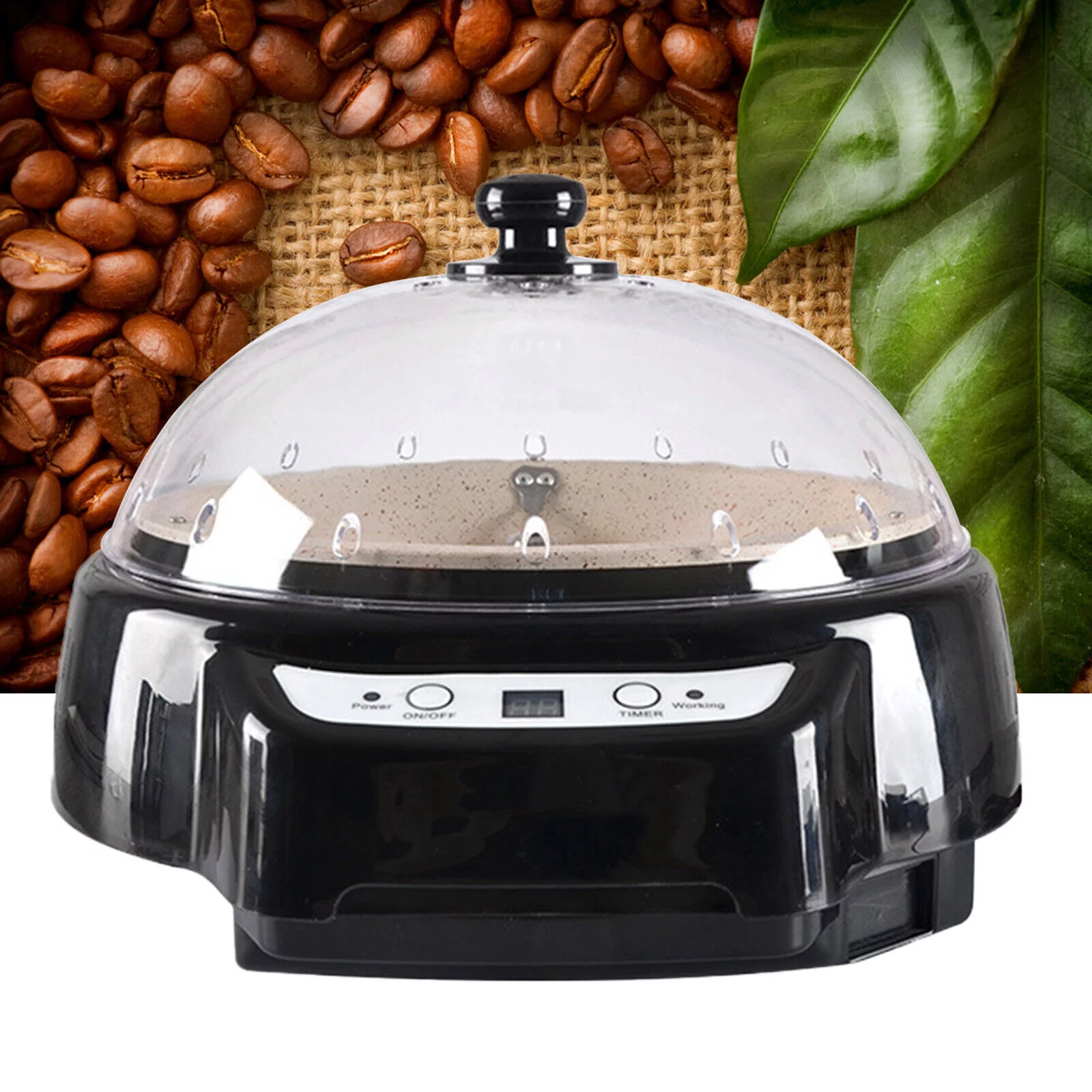 Electric Timed Auto Coffee Beans Roaster Home Coffee Roasting Baking Machine