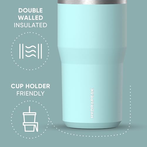 Hydrapeak Nomad 24 oz Tumbler with Handle and Straw Lid, Leakproof, Double Insulated, 24oz Cup Stainless Steel (Blush)