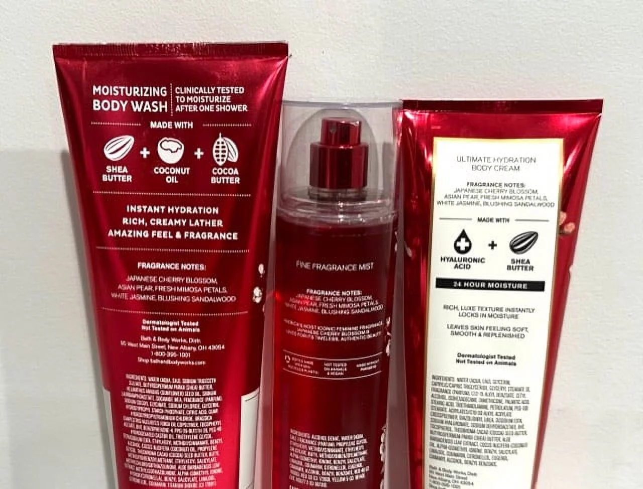 Bath & Body Works Japanese Cherry Blossom Trio (Body Wash, Fragrance Mist, and Body Cream)