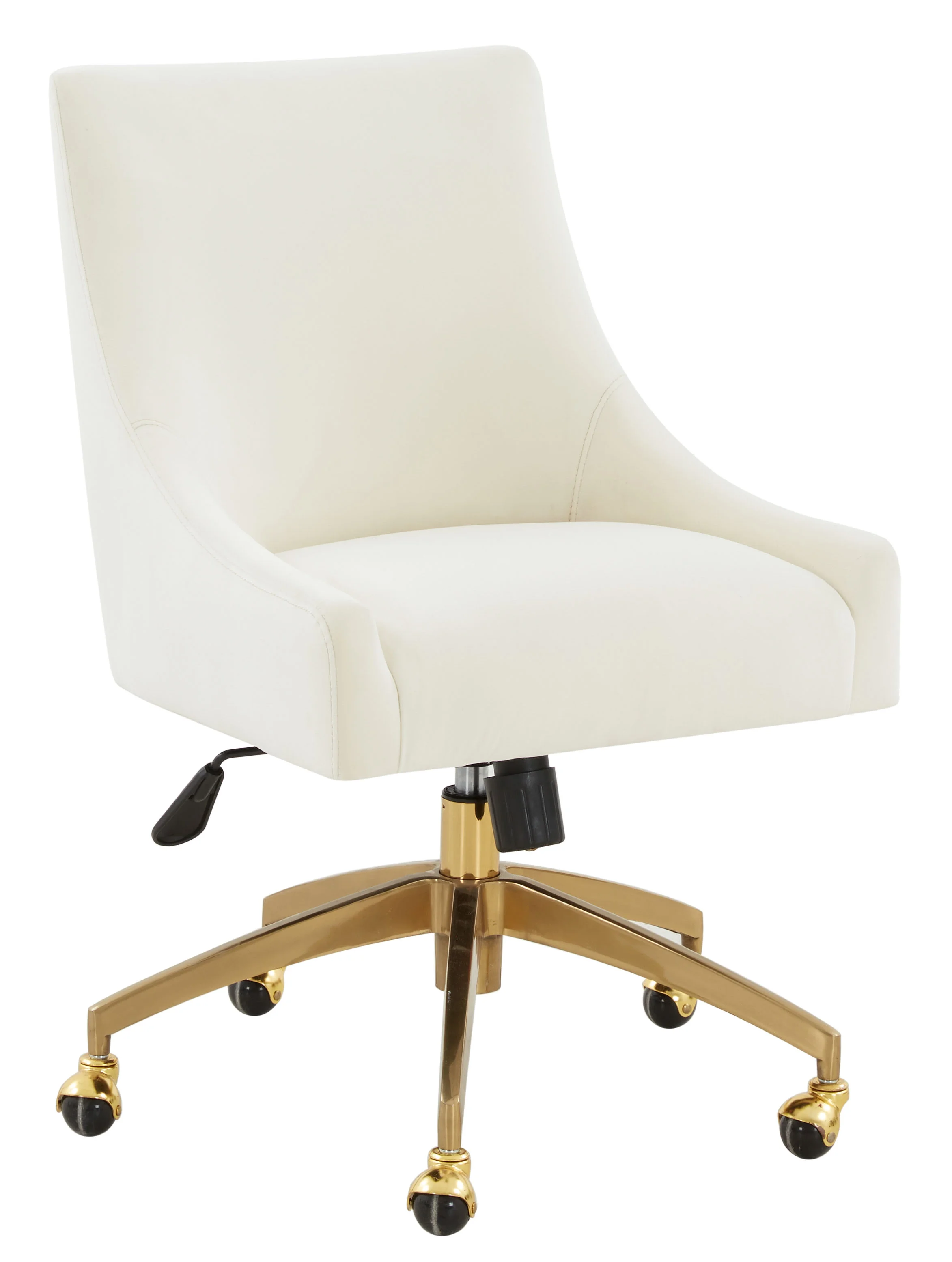 SAFAVIEH Couture Jakob Velvet Mid Back Adjustable Swivel Desk Chair, Cream/Gold