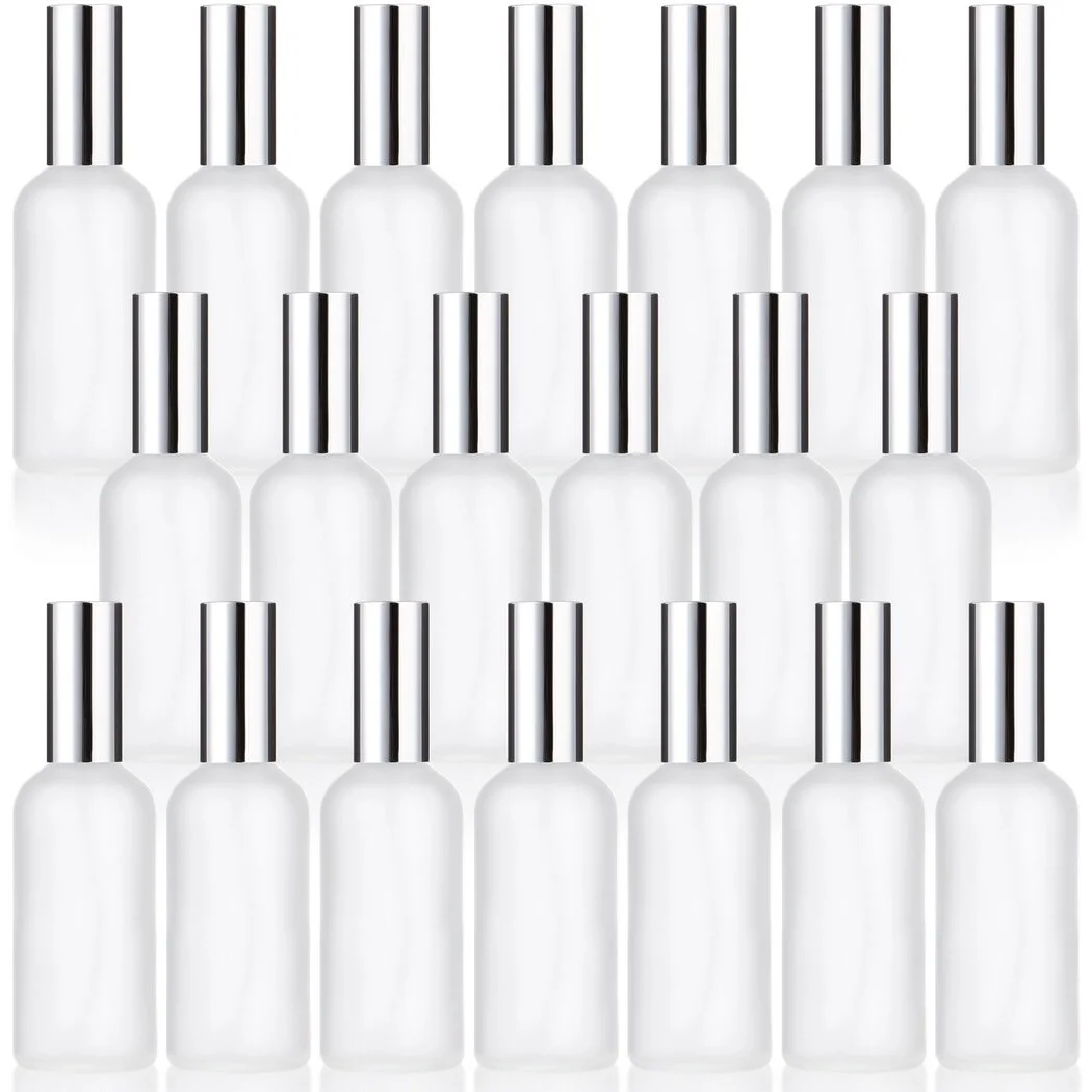 Frosted Glass Spray Bottles, Empty Perfume Atomizer, Reusable Cosmetic Small Glass Container, Refillable Spray Mister, 3.4 oz, 100 ml, 20 Pcs