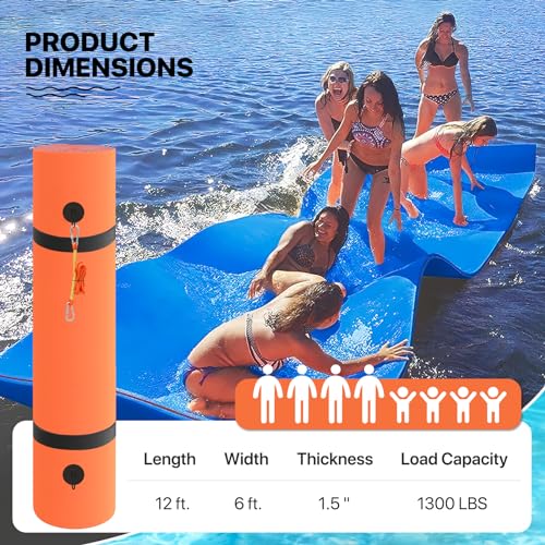 MADOG Outdoor Floating Water Mat for Adult, 12 ft/18 ft Giant Pool Floats for Swimming Pool, Lake and Ocean, 3 Layer Tear Resistant XPE Foam Swim Float Island Pad
