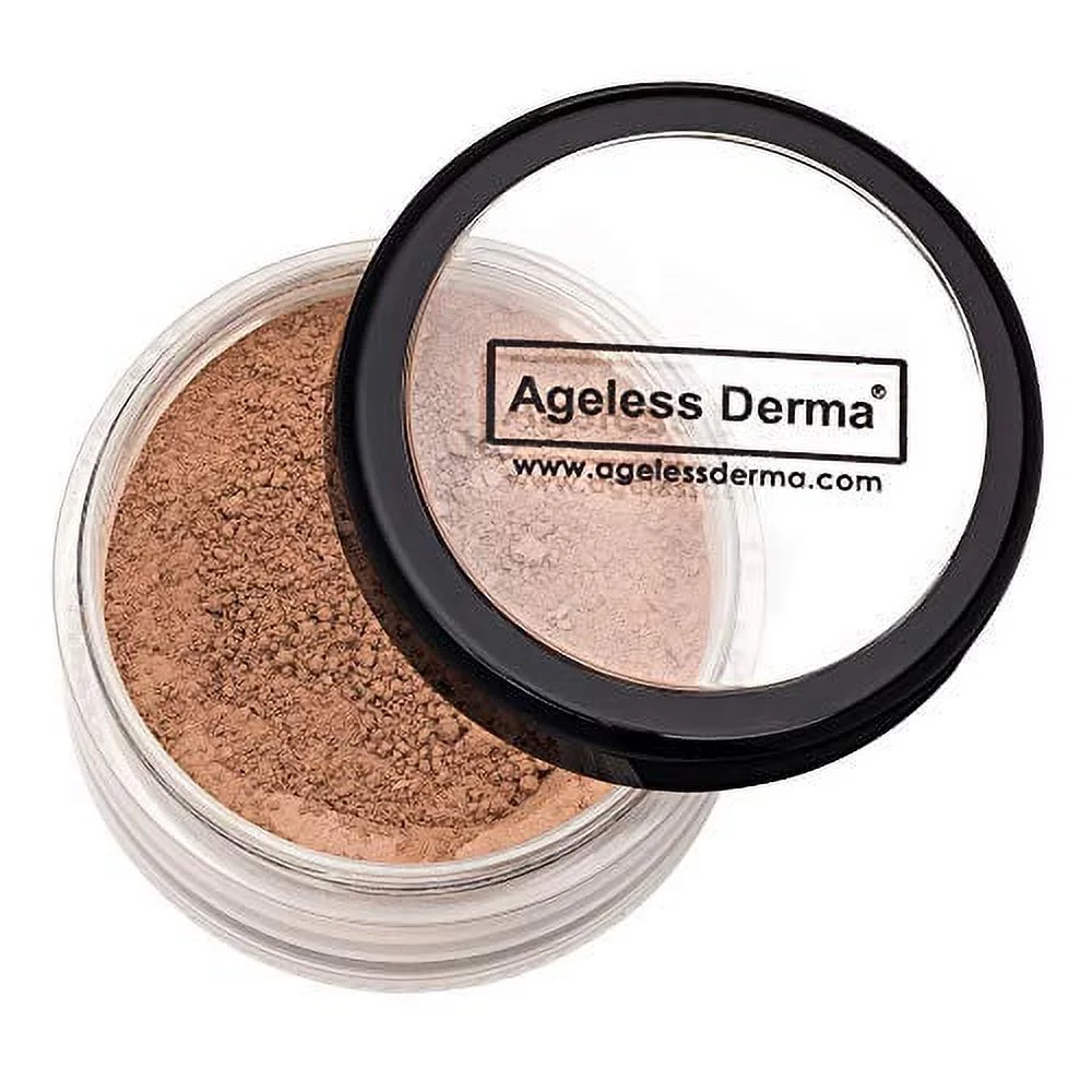 Ageless Derma Mineral Face Powder Foundation Makeup. Natural Loose Foundation with Vitamin and Green Tea. Made in USA