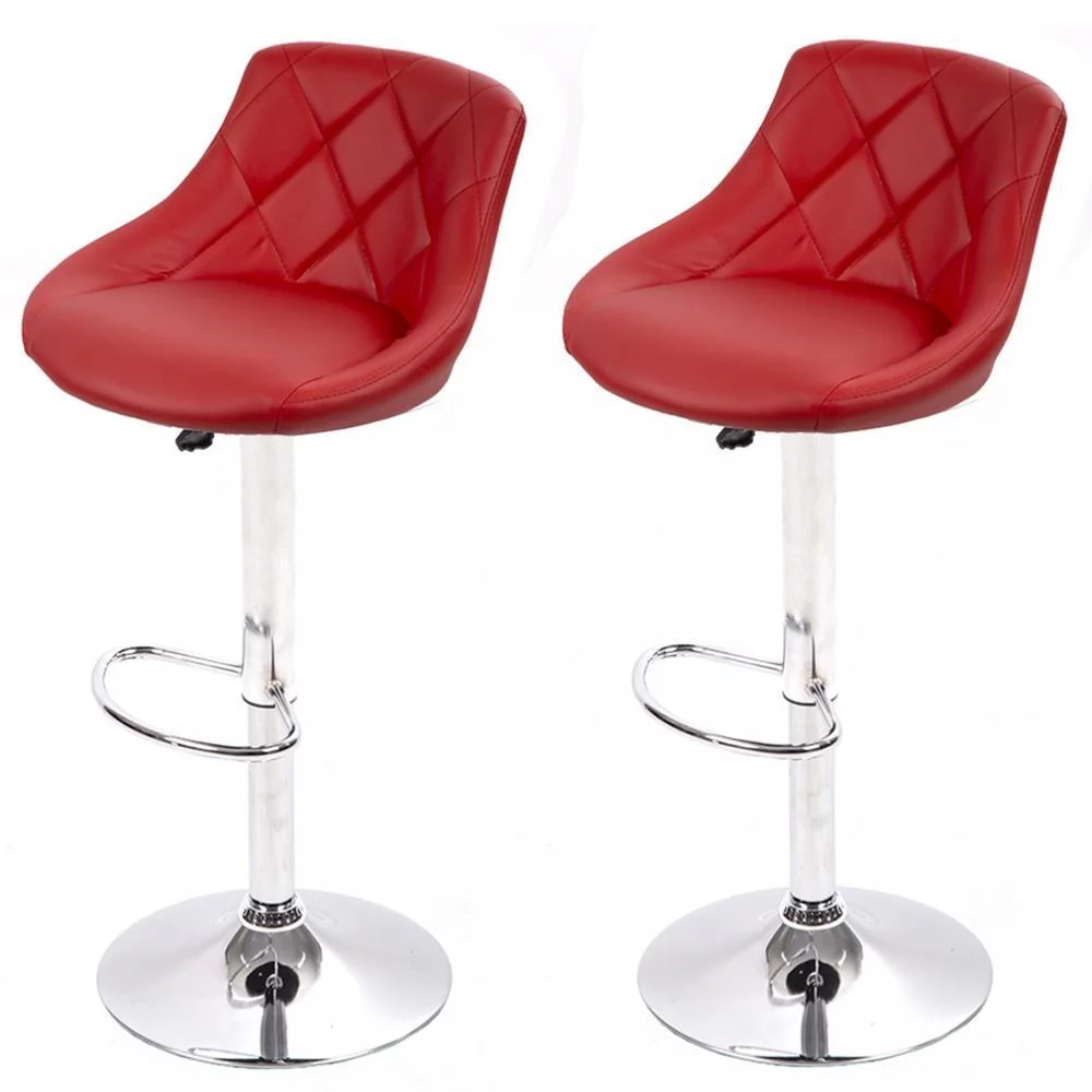 Air Lift Adjustable Swivel Bar Stools With Seat Back Pad, Set Of 2