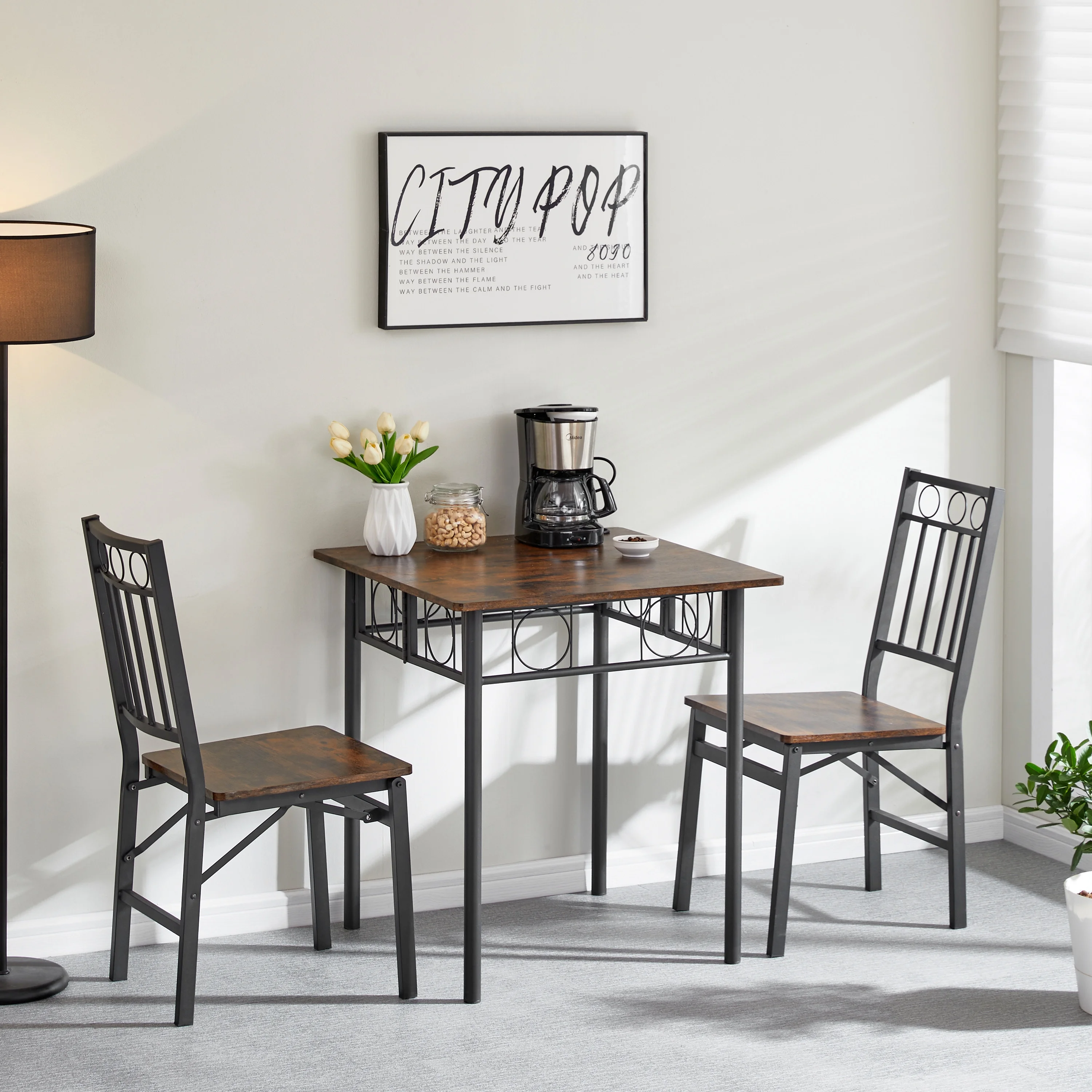 CoSoTower Kitchen Dining Room Table, Iron Wood Square Table for Kitchen Dining Room Furniture