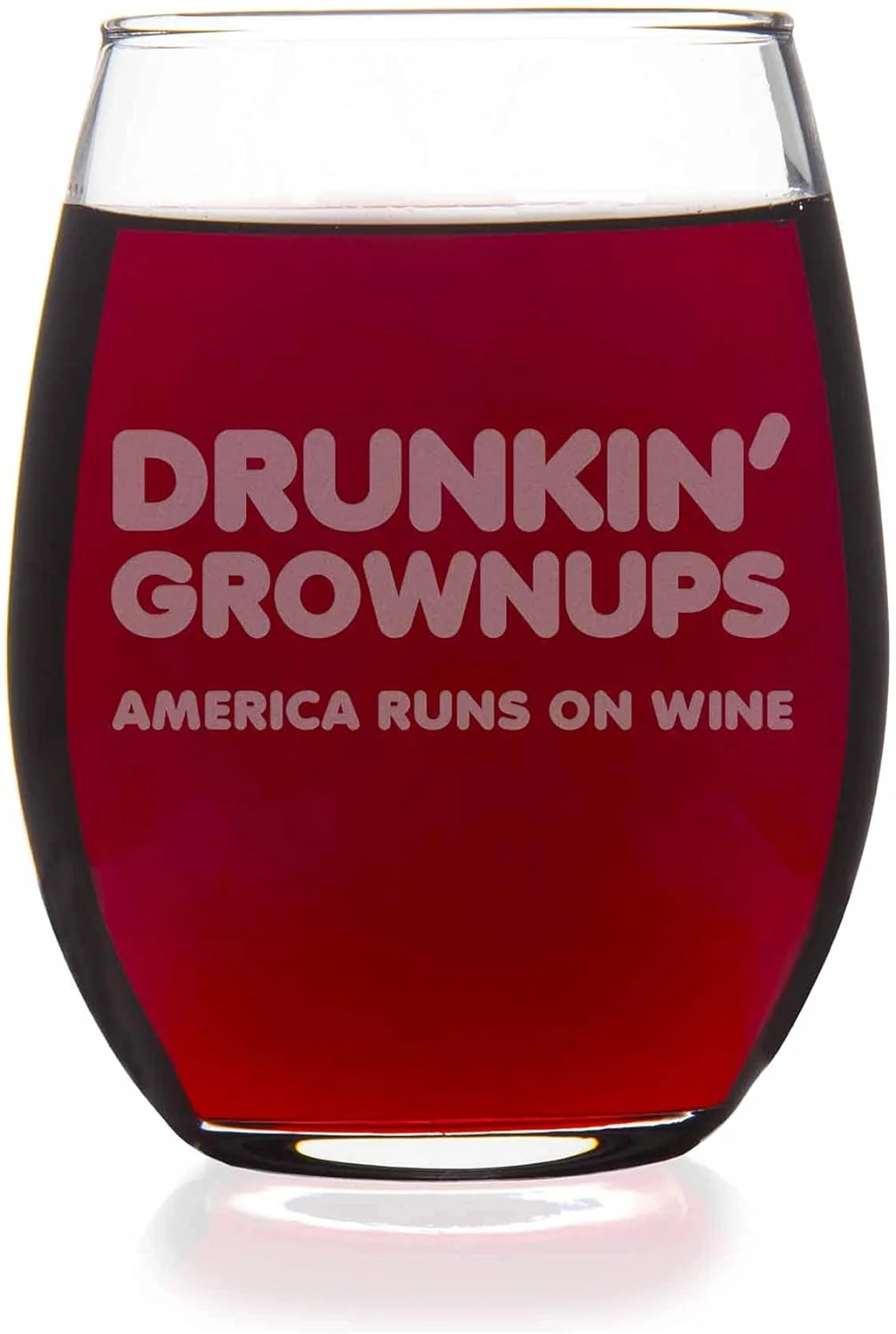 Drunkin Grownups Stemless Wine Glass - Wine Mom Gift, Funny Sayings Wine, Dunkin Donuts Wine, Adult Humor Gift, Funny Wine Glass