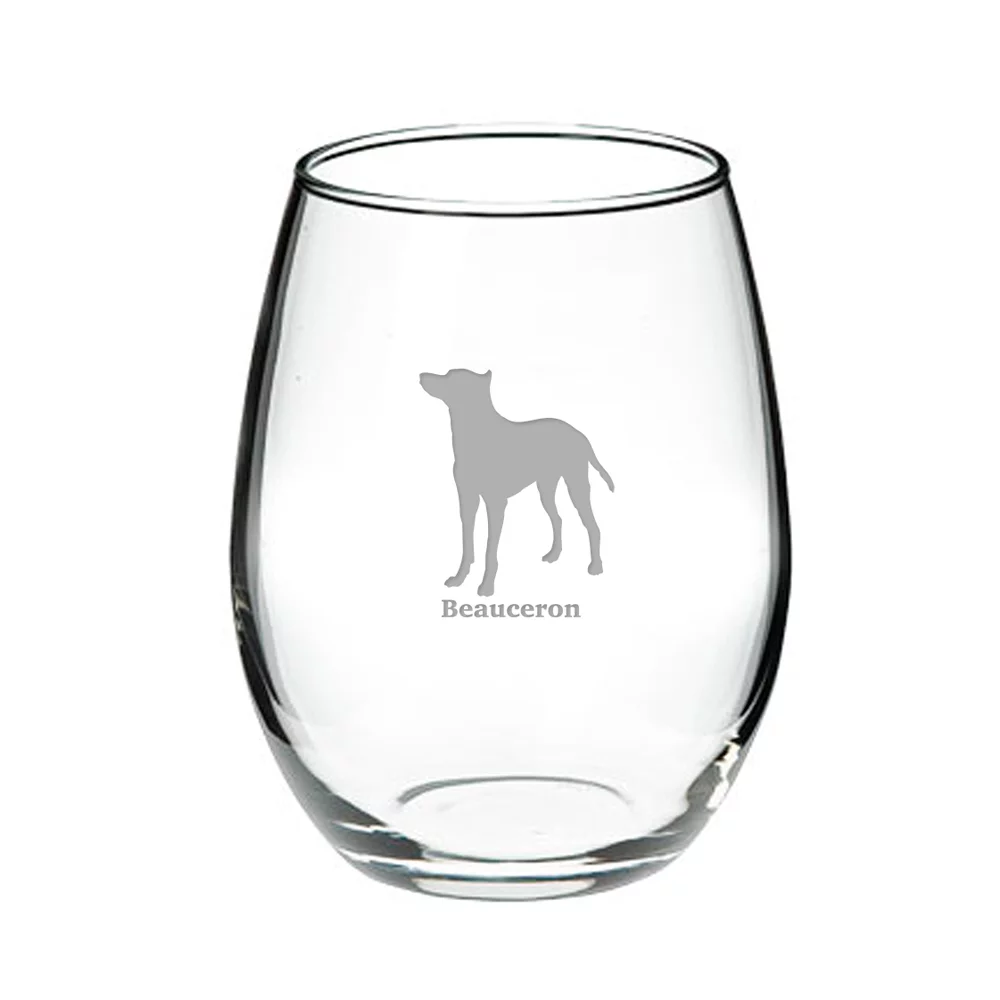 Beauceron Deep Etched Stemless Red Wine Glass