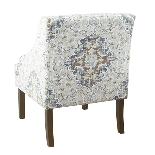 HomePop Velvet Swoop Arm Accent Chair, Suri Blue