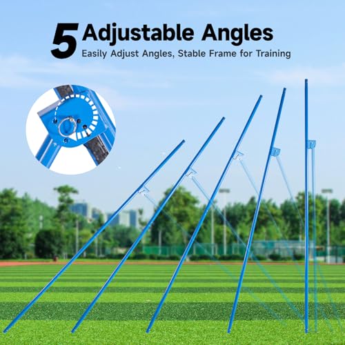 7x4 FT Volleyball Rebounder Net, 5-Angle Adjustable with Steel Frame & High-Tension PE Netting, for Lacrosse, Baseball, Soccer Practice Perfect for Setting, Spiking, and Bumping