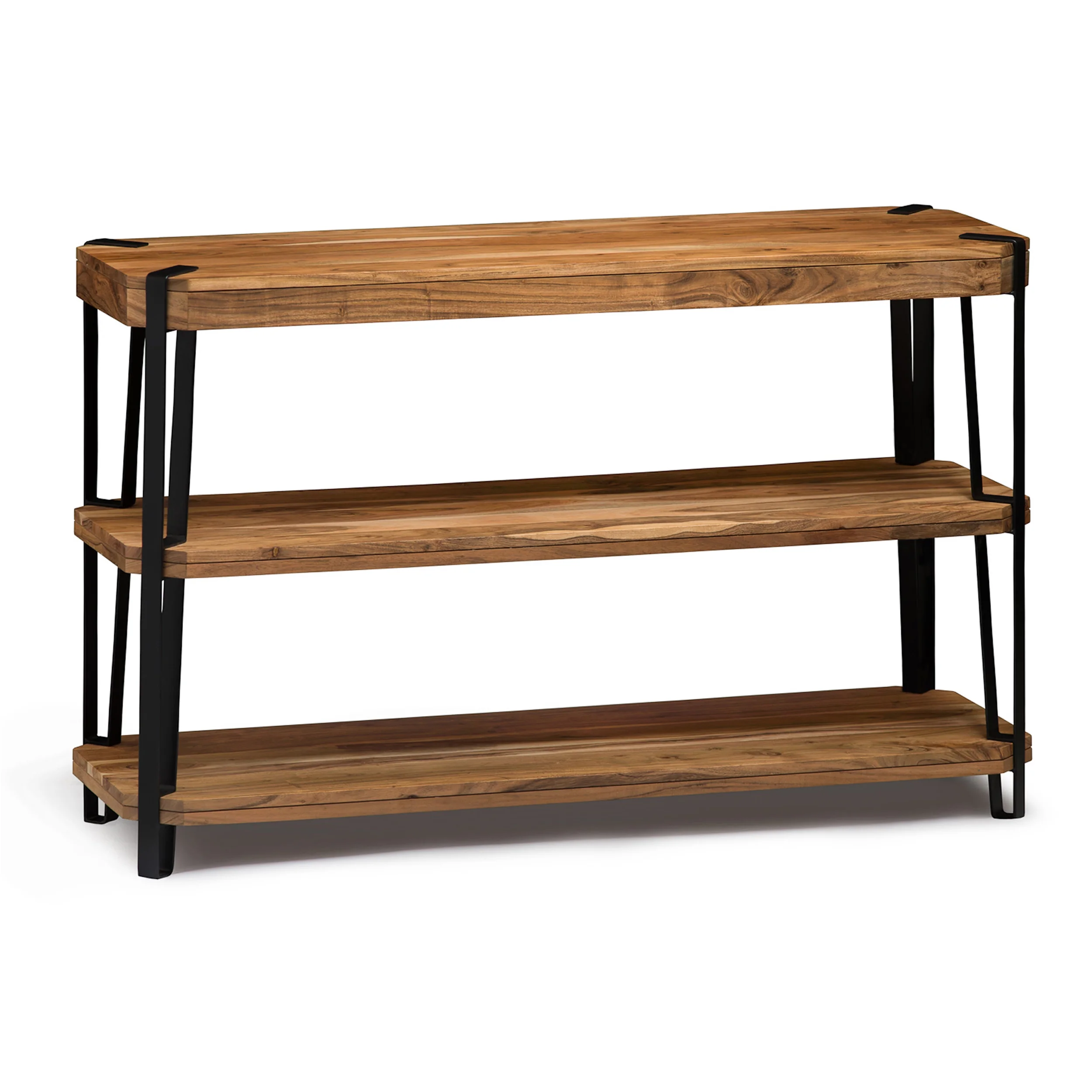 Ryegate Natural Solid Wood with Metal Media Console Table, Natural