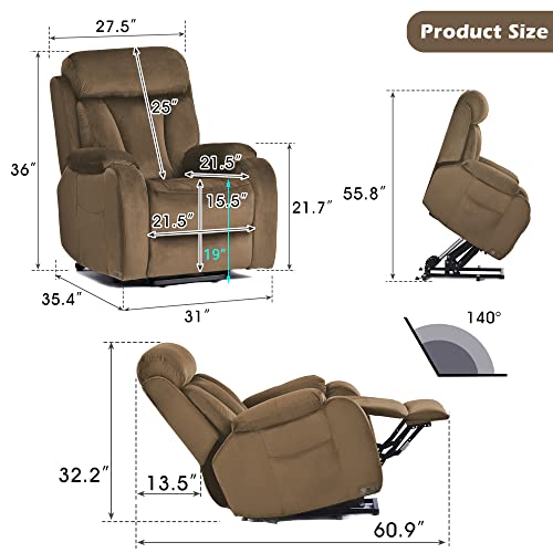 Small Power Lift Recliner for Elderly, Lift Chair Recliners, Electric Recliner Chairs for Seniors, Remote Control, Adjustable, Side Pocket (Navy Blue)