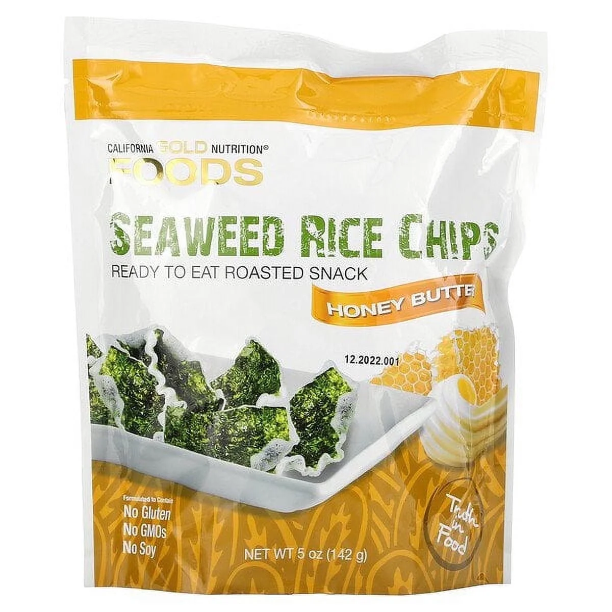 California Gold Nutrition, Seaweed Rice Chips, Honey Butter, 5 oz Pack of 3