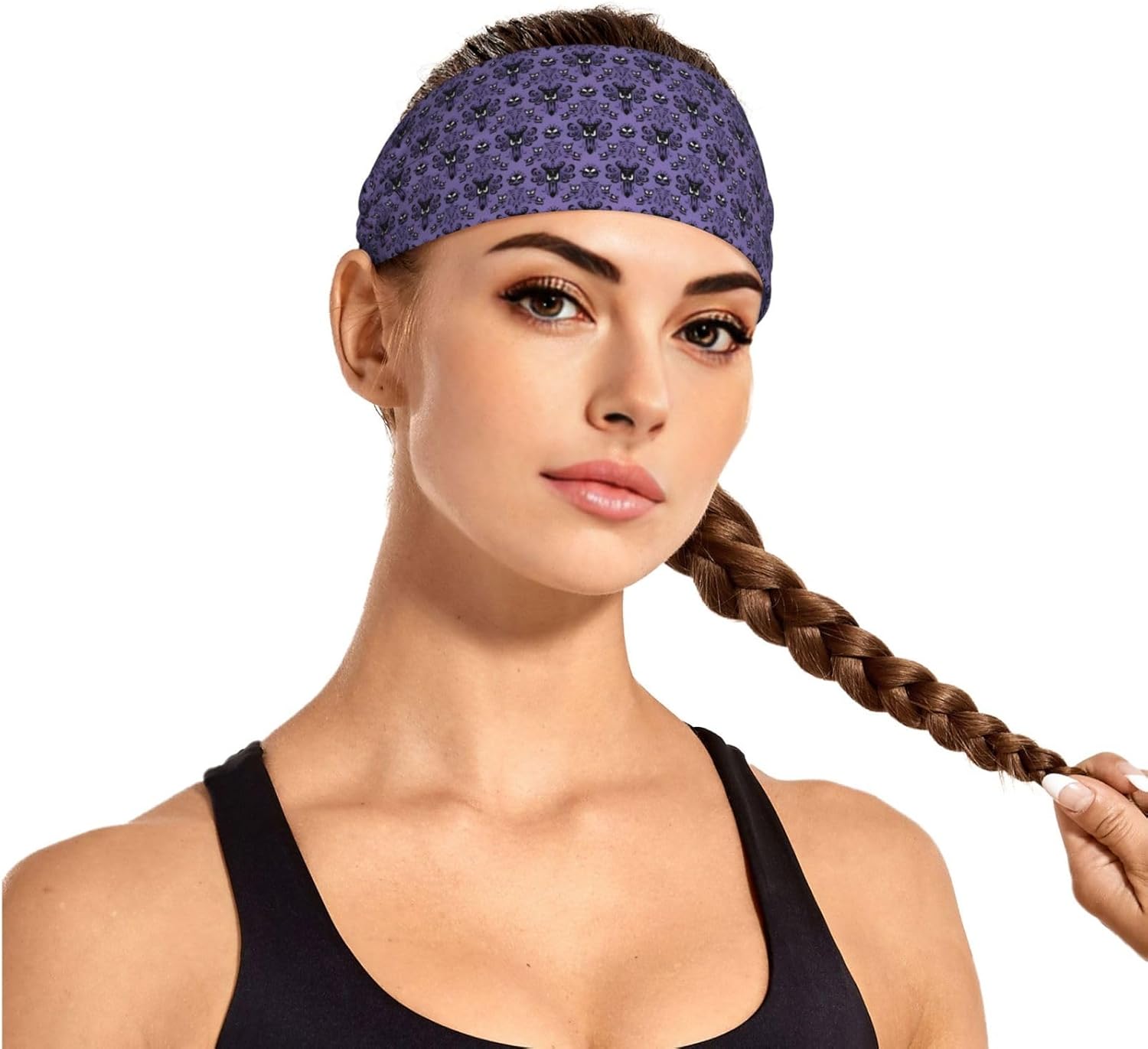 Elastic Exercise Headband for Men & Women Moisture Wicking Athletic for Running, Gym, Working Out Haunted Mansion Picture