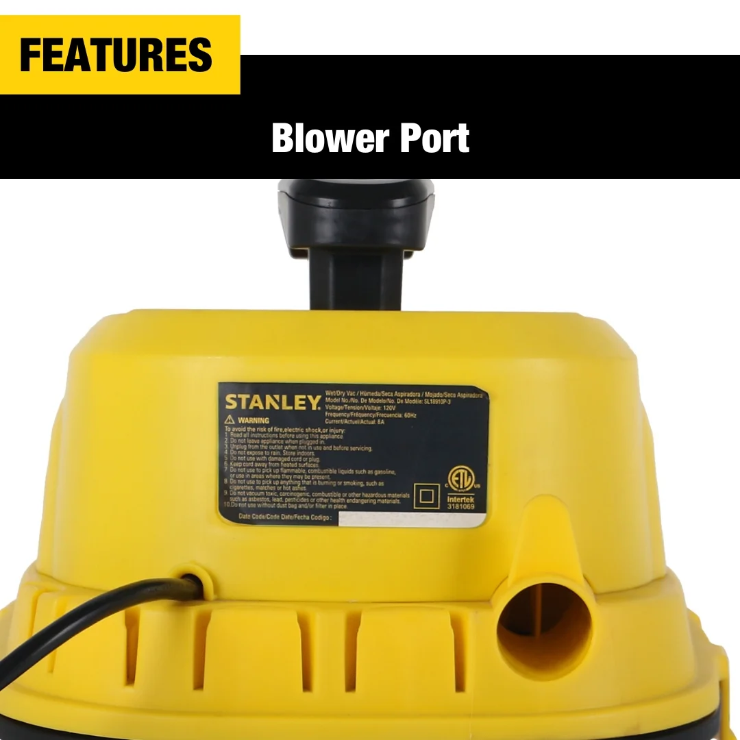 Stanley Black & Decker SL18910P-3 -3 Gallon Wet Dry Vacuum, 3 Peak HP Poly 2 in 1 Vacuum