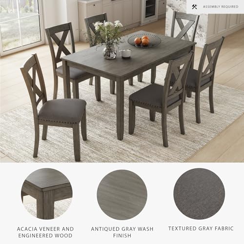 Signature Design by Ashley Caitbrook Rustic 7 Piece Dining Set, Include Table and 6 Chairs, Gray