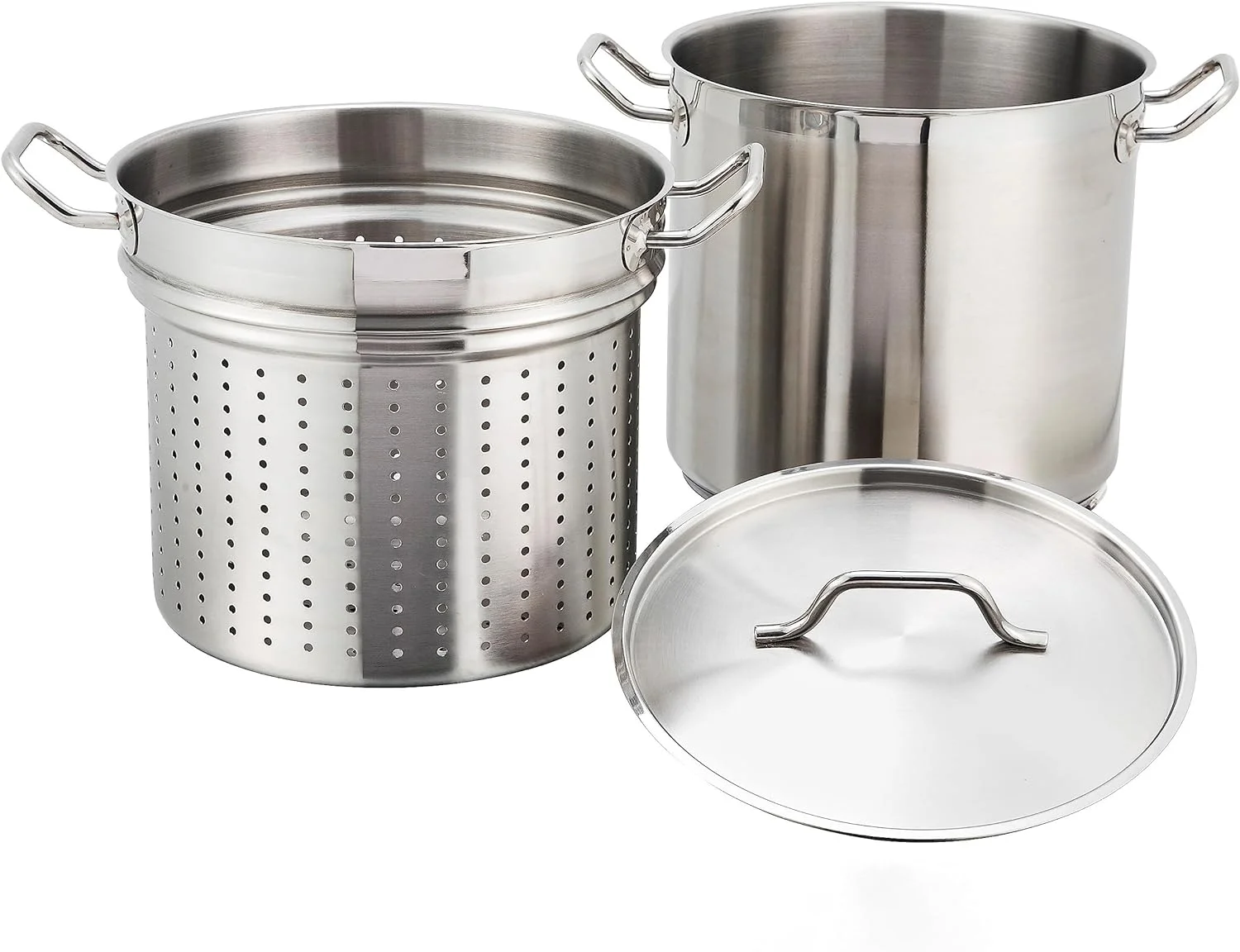 Stainless 16 Quart Steamer/Pasta Cooker With Cover, Stainless Steel