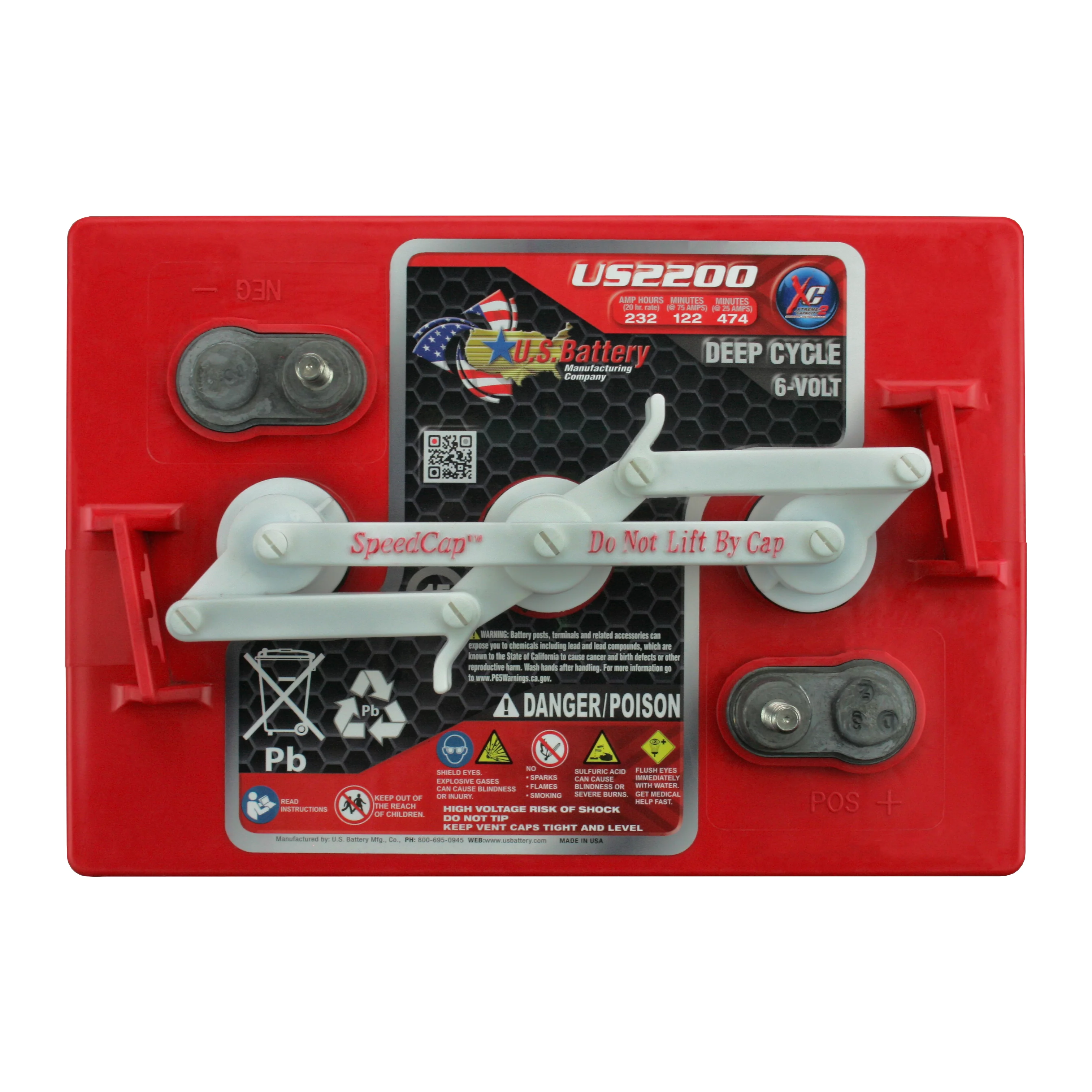 US2200XC Replaces T-105 6V Volt Deep Cycle Golf Cart, Solar, Marine, RV and Industrial Use Batteries - 4 Pack